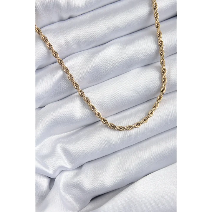 Mey İthalat® 316L Çelik Gold Renk 60 cm Burgu Model Kadın Kolye