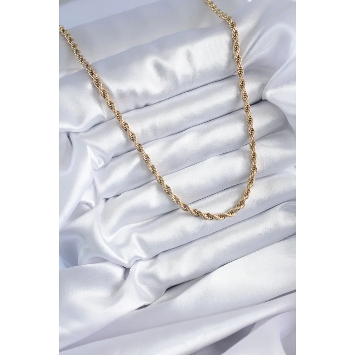 Mey İthalat® 316L Çelik Gold Renk 60 cm Burgu Model Kadın Kolye