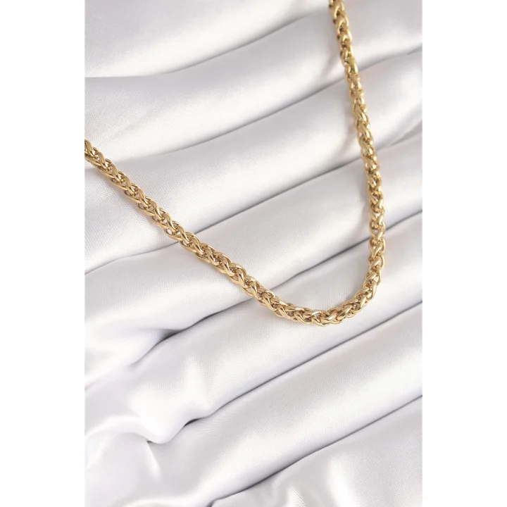 Mey İthalat® 316L Çelik Gold Renk Burgu Zincir Model Kadın Kolye