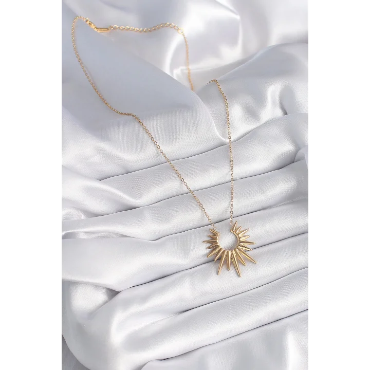 Mey İthalat® 316L Çelik Gold Renk Güneş Model Vintage Kadın Kolye
