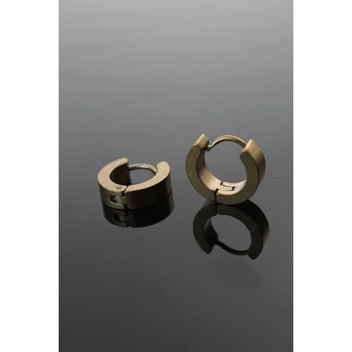 Mey İthalat® 316L Çelik Gold Renk Halka Model Çift Küpe