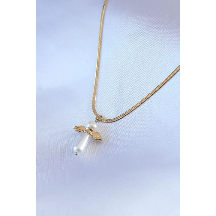 Mey İthalat® 316L Çelik Gold Renk İtalyan Zincir Model Piyon Figür Kadın Kolye