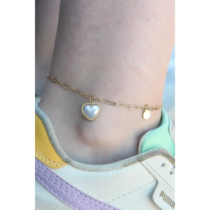 Mey İthalat® 316L Çelik Gold Renk Kalp Model Kadın Halhal