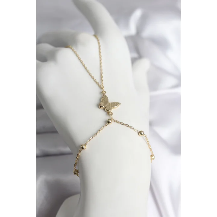 Mey İthalat® 316L Çelik Gold Renk Kelebek Model Kadın Şahmeran