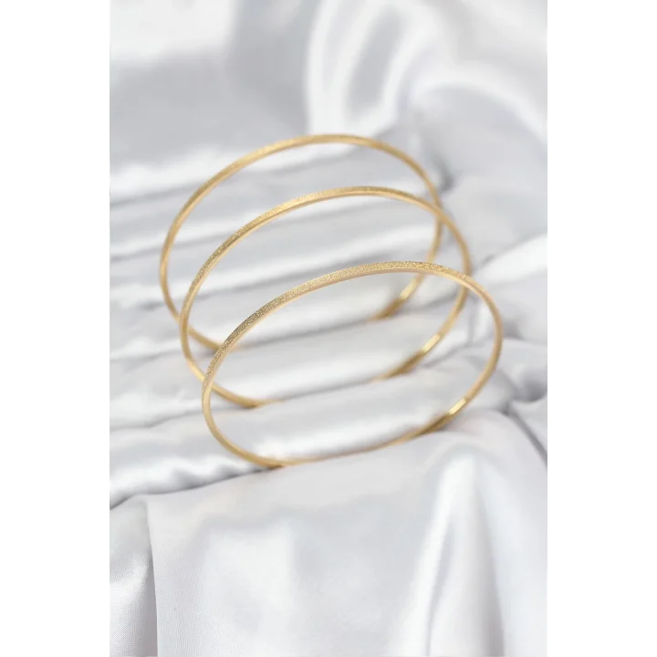 Mey İthalat® 316L Çelik Gold Renk Simli Model Ajda 65 mm Kadın Bileklik