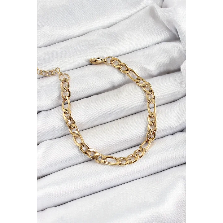 Mey İthalat® 316L Çelik Gold Renk Zincir Erkek Bileklik