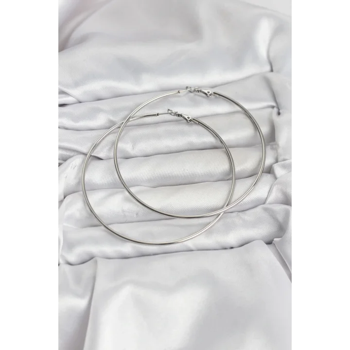 Mey İthalat® 316L Çelik Gümüş Renk 75 mm Halka Küpe