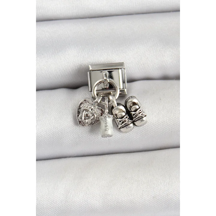 Mey İthalat® 316L Çelik Gümüş Renk Bebek Konsept Nomination Charm