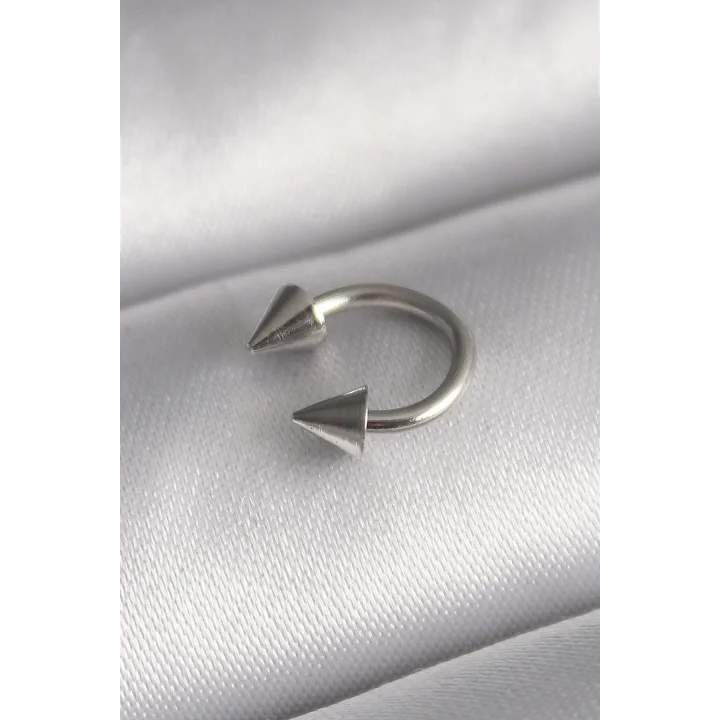 Mey İthalat® 316L Çelik Gümüş Renk Halka Çivi Model Kadın Piercing