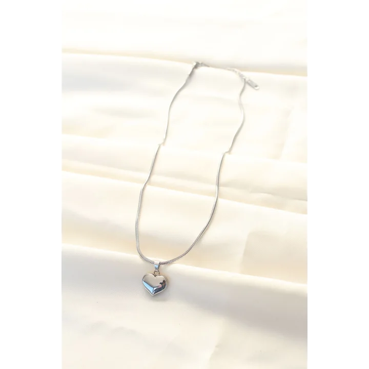 Mey İthalat® 316L Çelik Gümüş Renk Kalp Kolye
