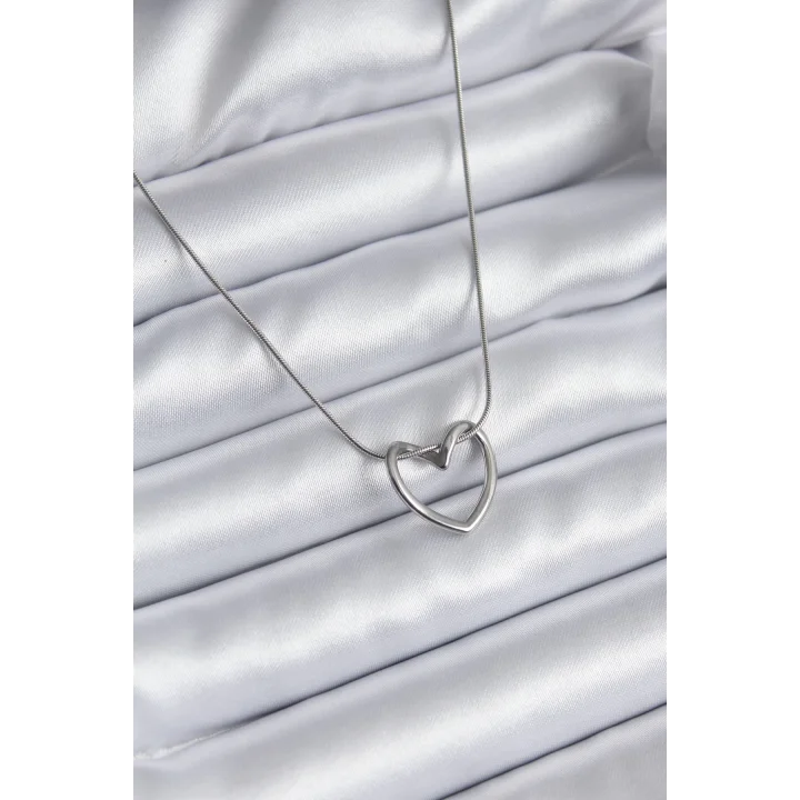 Mey İthalat® 316L Çelik Gümüş Renk Kalp Model Kadın Kolye