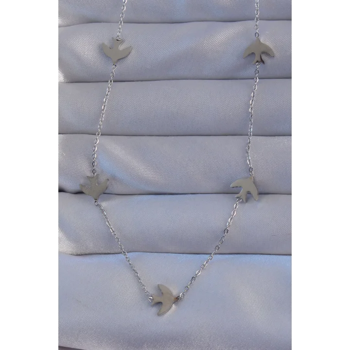 Mey İthalat® 316L Çelik Gümüş Renk Kuş Model Kolye