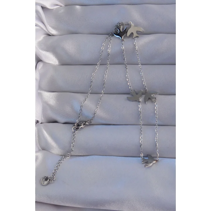 Mey İthalat® 316L Çelik Gümüş Renk Kuş Model Kolye