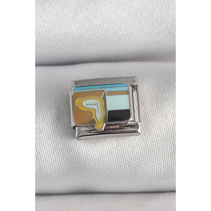 Mey İthalat® 316L Çelik Gümüş Renk Renkli Portre Model Nomination Charm