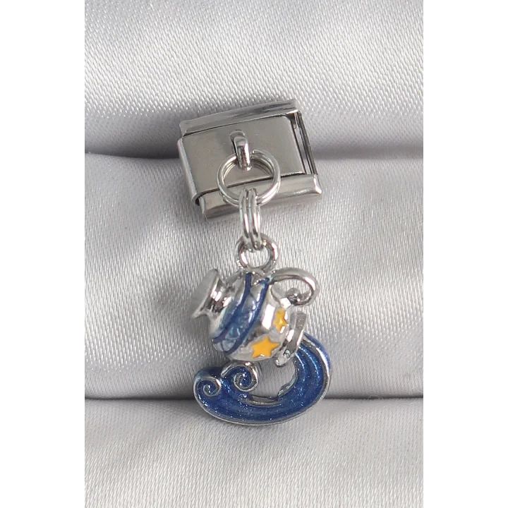 Mey İthalat® 316L Çelik Gümüş Renk Sallantı Kova Burç Model Nomination Charm