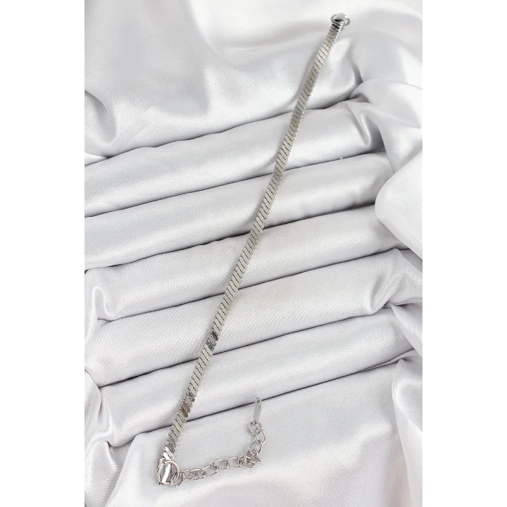 Mey İthalat® 316L Çelik Gümüş Renk Yassı Zincir Model Kadın Bileklik