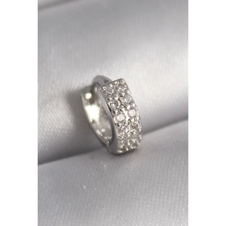 Mey İthalat® 316L Çelik Gümüş Renk Zirkon Taşlı Tragus Piercing