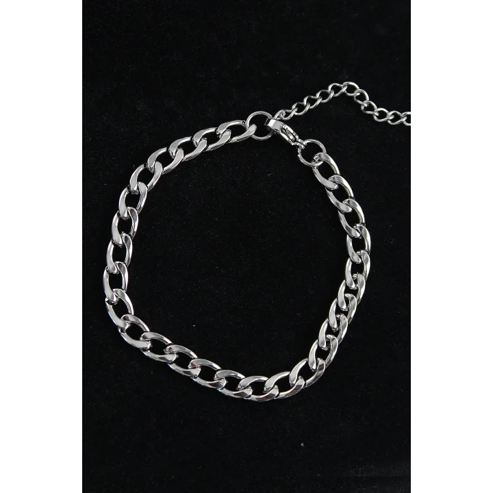 Mey İthalat® 316L Çelik Kalın Klasik Model Gümüş Renk Erkek Bileklik