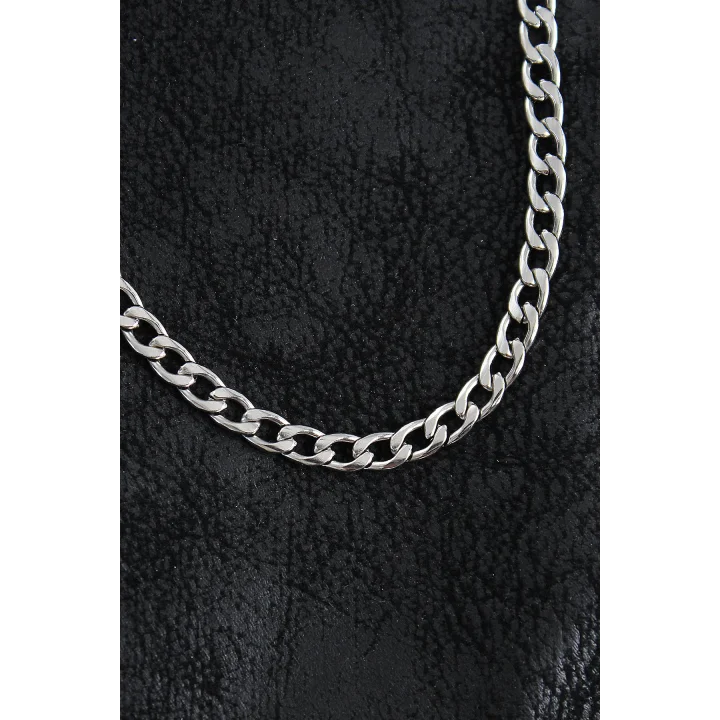 Mey İthalat® 316L Çelik Kalın Klasik Zincir Model Gümüş Renk Erkek Kolye