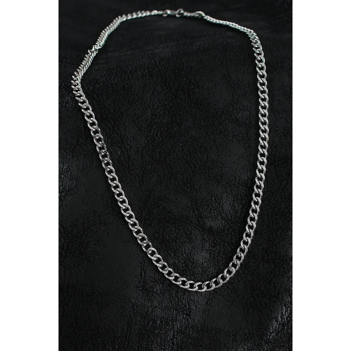 Mey İthalat® 316L Çelik Klasik Zincir Model Gümüş Renk Erkek Kolye