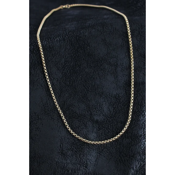 Mey İthalat® 316L Çelik Örme Zincir Model Gold Renk Erkek Kolye