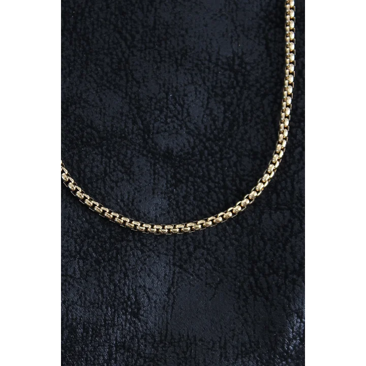 Mey İthalat® 316L Çelik Örme Zincir Model Gold Renk Erkek Kolye