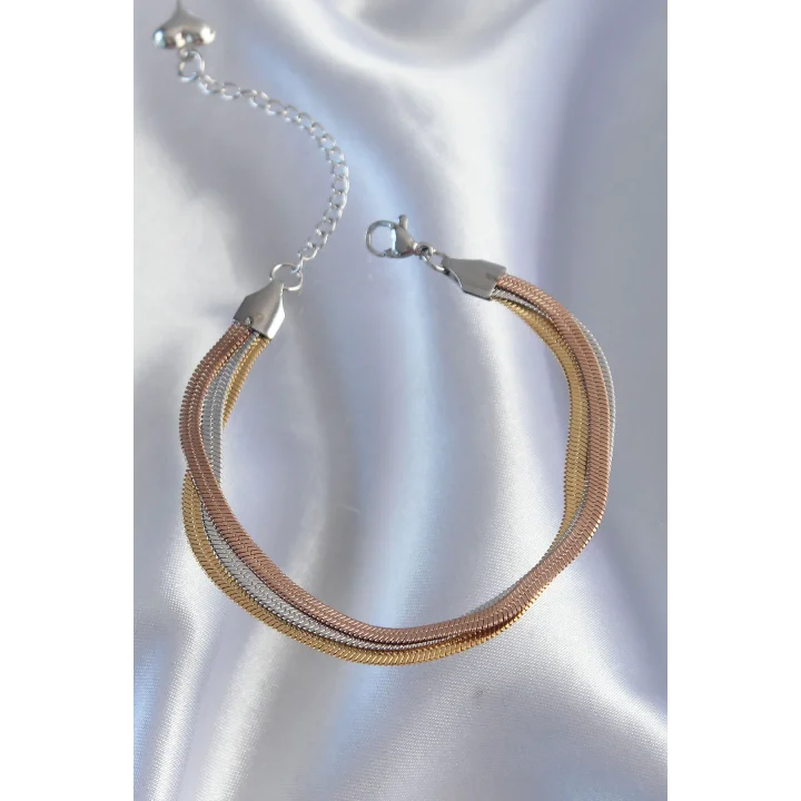 Mey İthalat® 316L Çelik Renkli İtalyan Zincir Model Çoklu Bileklik