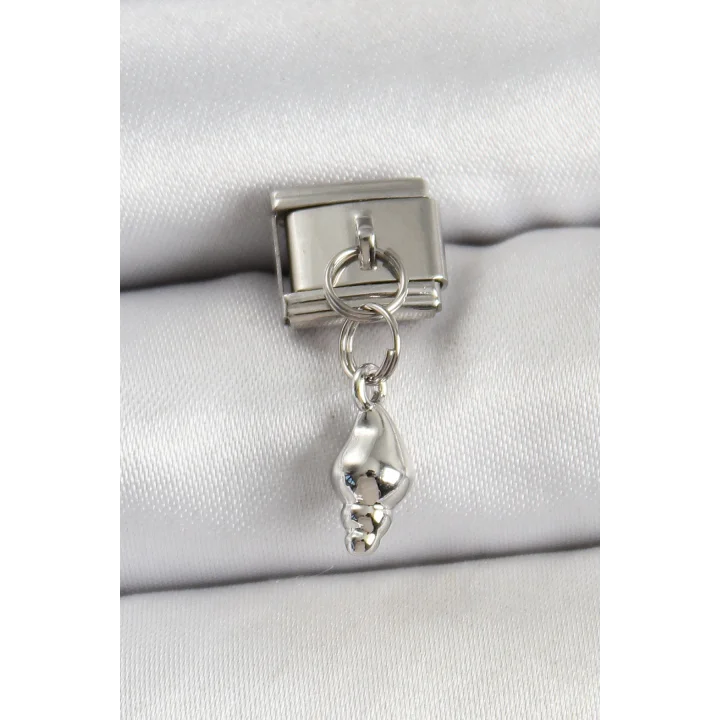 Mey İthalat® 316L Çelik Sallantılı Deniz Kabuğu Model Gümüş Renk Nomination Charm