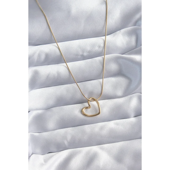 Mey İthalat® 316L Çelik Zincir Gold Renk Kalp Model Kadın Kolye