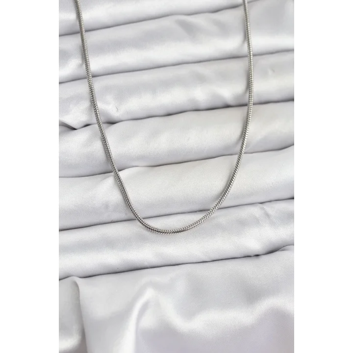 Mey İthalat® 316L Çelik Zincir Gümüş Renk 60 cm Yılan Zincir Kadın Kolye