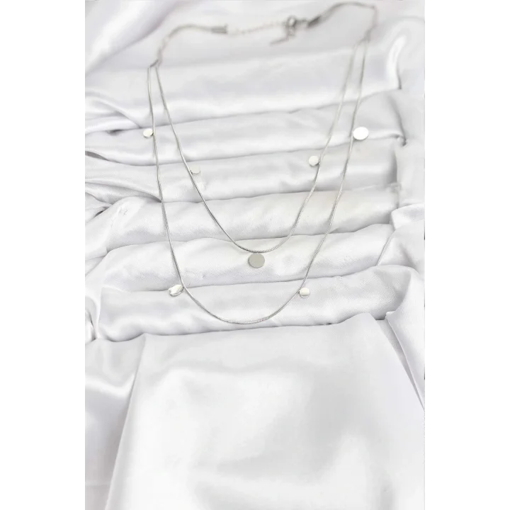 Mey İthalat® 316L Çelik Zincir Gümüş Renk Pullu Kadın Kolye