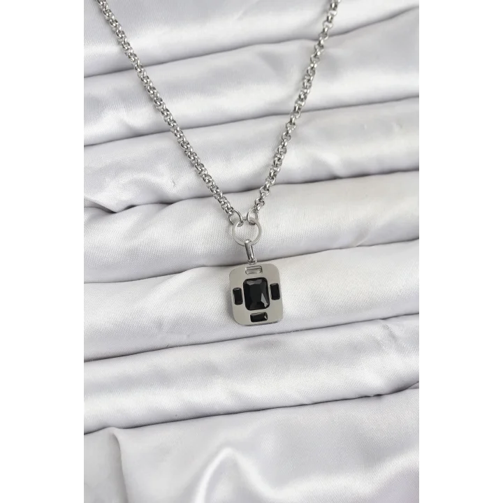 Mey İthalat® 316L Çelik Zincir Gümüş Renk Vintage Model Kadın Kolye