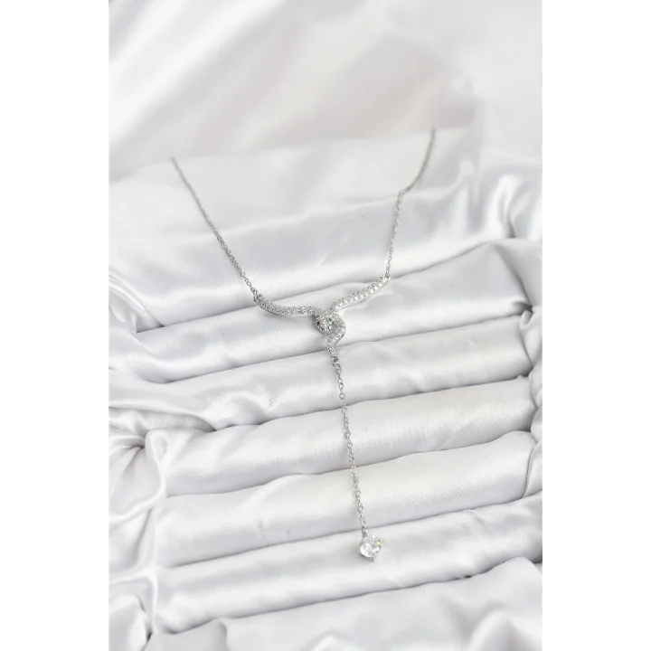 Mey İthalat® 316L Çelik Zincir Gümüş Renk Yılan Model Y Kolye