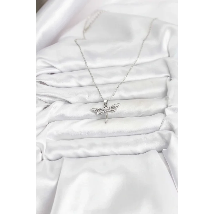 Mey İthalat® 316L Çelik Zincir Gümüş Renk Yusufçuk Model Kadın Kolye