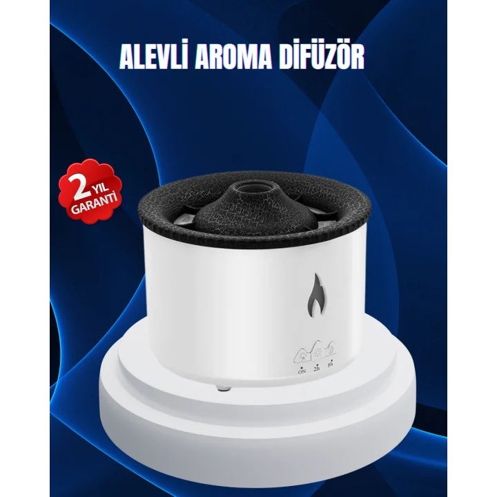 Mey İthalat® 3D Alev Işıklı Aromaterapi Makinesi – 360 ml Su Kapasiteli Sessiz Difüzör