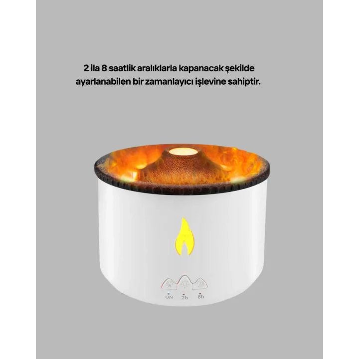 Mey İthalat® 3D Alev Işıklı Aromaterapi Makinesi – 360 ml Su Kapasiteli Sessiz Difüzör