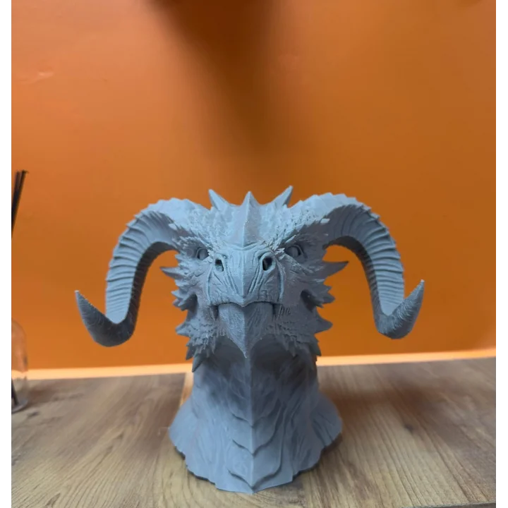 Mey İthalat® 3D Ejderha Başı Heykeli Koleksiyonluk Dekoratif Figür 22x17 cm