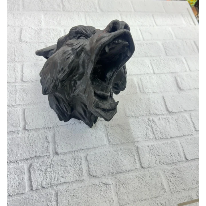 Mey İthalat® 3D Siyah Ayı Başı Duvar Dekoru Modern Asılabilir Heykel 25x19 cm