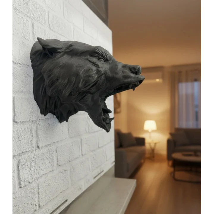Mey İthalat® 3D Siyah Ayı Başı Duvar Süsü Özel Tasarım Dekoratif Heykel 25x19 cm