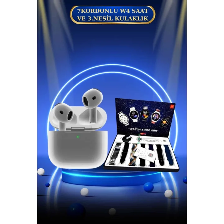 Mey İthalat® 3.Nesil TWS Bluetooth Kulaklık Bluetooth Bağlantılı Akıllı Saat Amoled Ekran Plastik Hasır Kordon