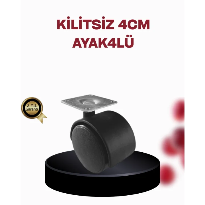 Mey İthalat® 4 cm Döner Ayak Kilitsiz 4 Adet Mobilya ve Sehpa Ayağı