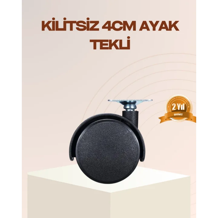 Mey İthalat® 4 cm Kilitsiz Mobilya Ayağı Tekli Kolay Dönen Masa ve Sehpa Ayağı