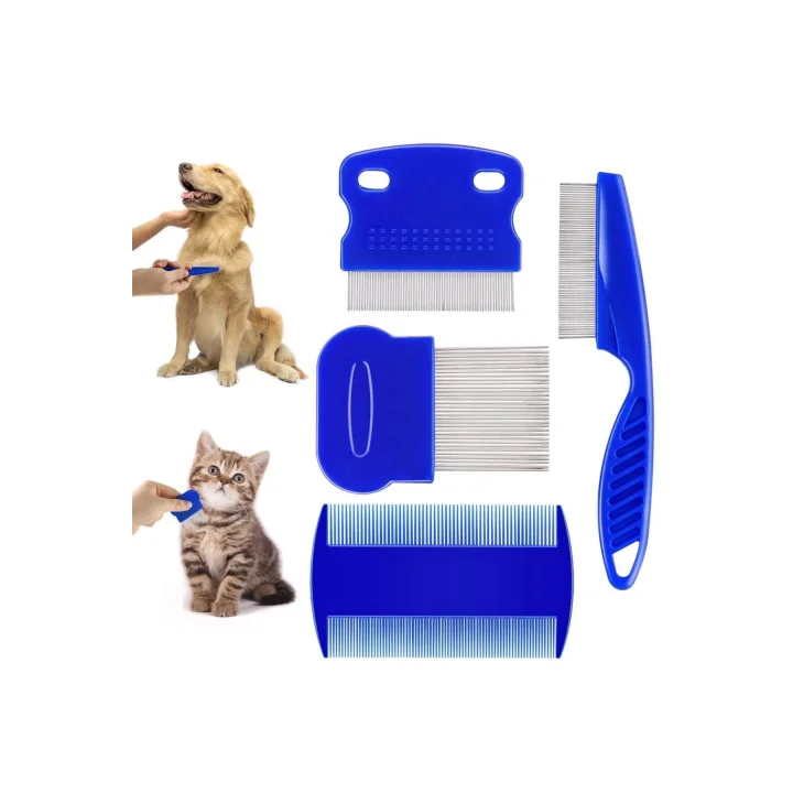 Mey İthalat® 4lü Bit Evcil Hayvan Tarak Seti Kedi Köpek Bit Tarak Seti Pire Tarağı