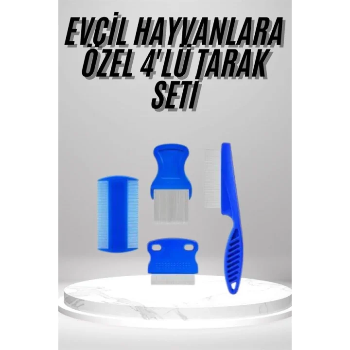 Mey İthalat® 4lü Bit Evcil Hayvan Tarak Seti Kedi Köpek Bit Tarak Seti Pire Tarağı