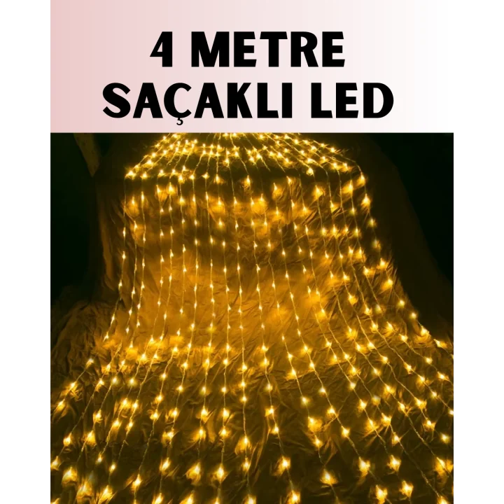 Mey İthalat® 4 Metre Icicle Şelale Led Yılbaşı Perde Işık Sıcak Ambiyans