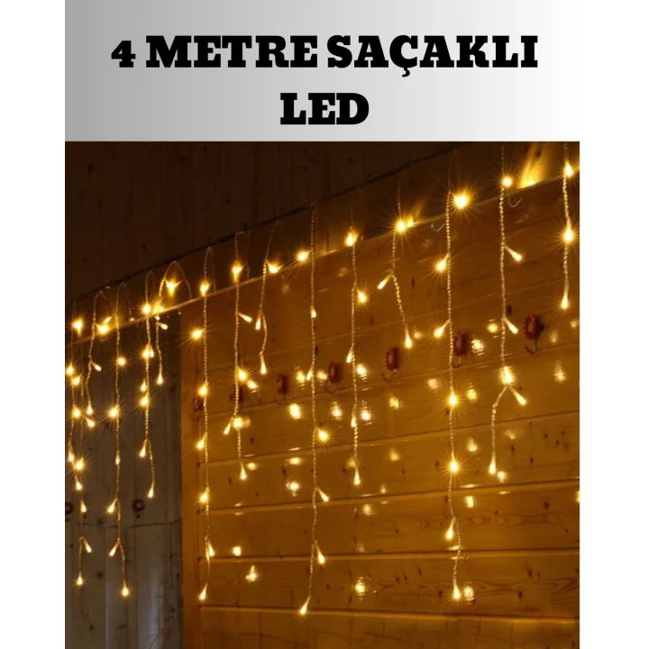 Mey İthalat® 4 Metre Şelale Led Işık Perdesi Dekoratif