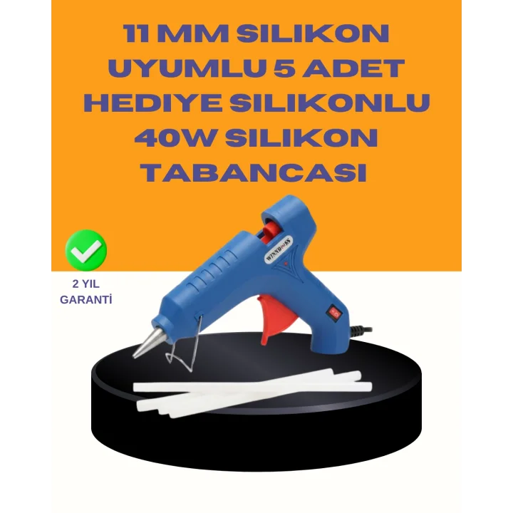 Mey İthalat® 40W Sıcak Mum Silikon Tabancası 5 Silikon Hediyeli Hızlı Yapıştırma