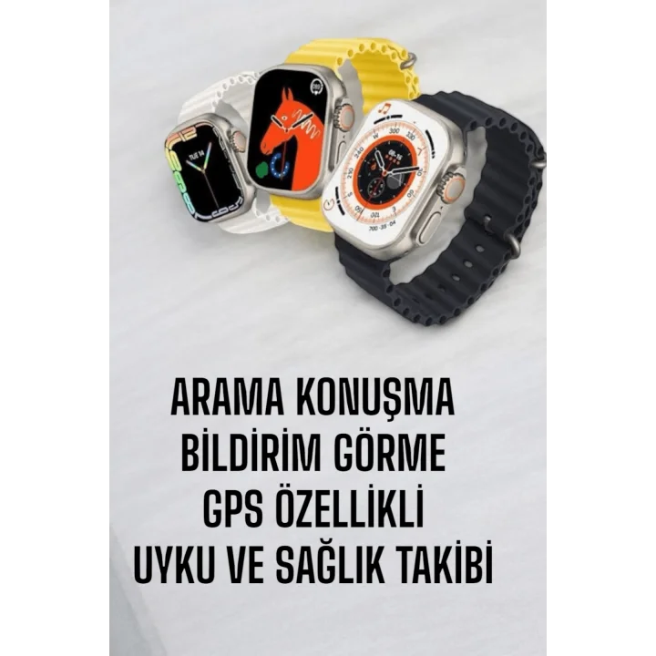 Mey İthalat® 45 MM Gri Kasa Ultra Akıllı Saat Sesli Görüşme, Sağlık Takibi, Suya Dayanıklı