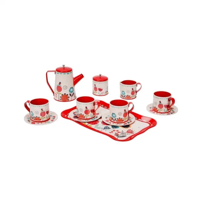 Mey İthalat® 4939  METAL ÇAY SETİ ÇİÇEK DSN 2A 12PRÇ