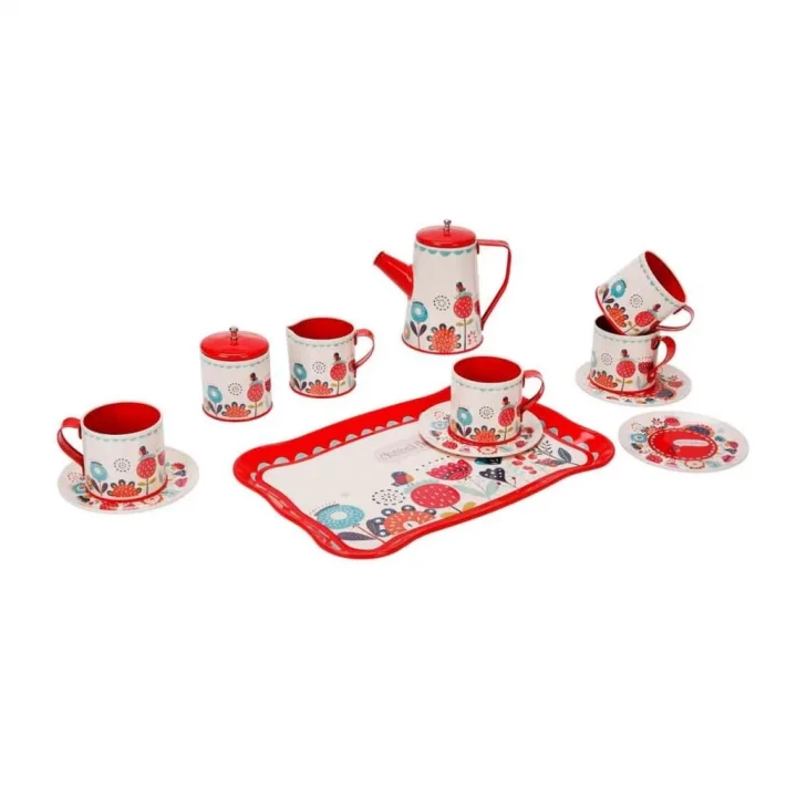 Mey İthalat® 4939  METAL ÇAY SETİ ÇİÇEK DSN 2A 12PRÇ